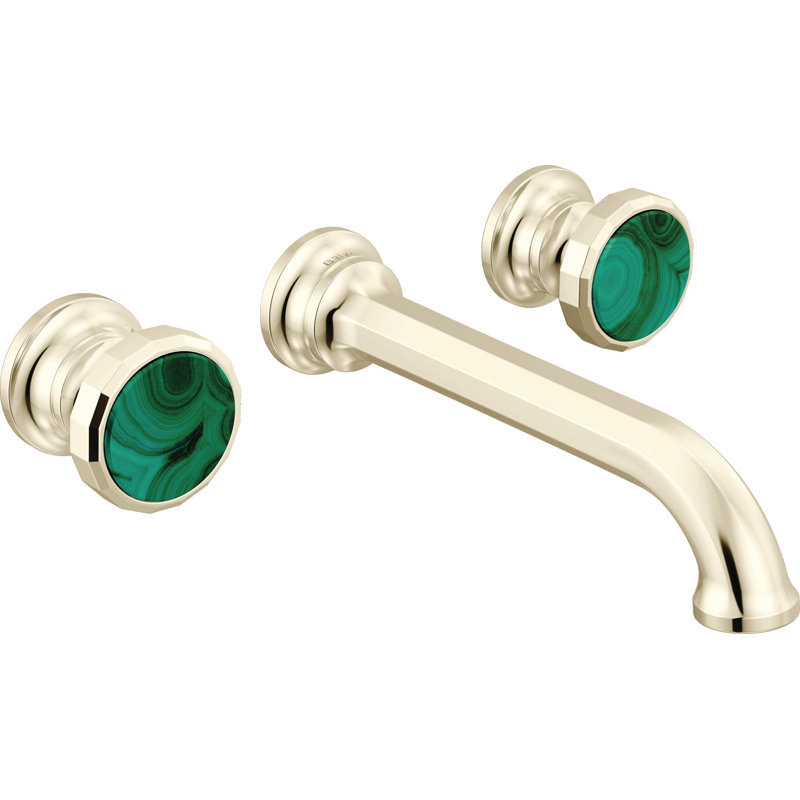 Beauclere™ Two-Handle Wall Mount Lavatory Faucet, Polished Chrome, Wheel Handle With Malachite