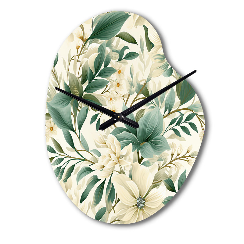 Motif bohème discret - motif floral unique en forme de fleur, horloge murale asymétrique Cottage, Petit