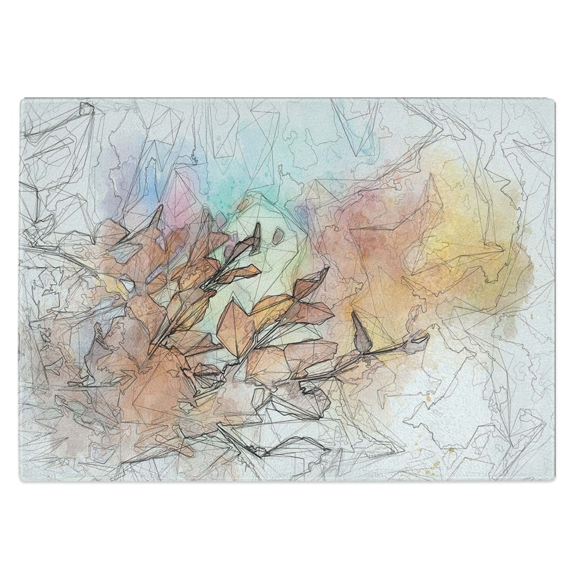 Tempered Glass Autumn Leaves Chopping Board, 39 cm W x 28.5 cm L