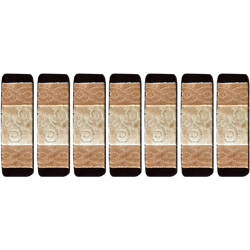 Tapis d'escalier beige Caylee, Beige, 8,5 po x 30 po