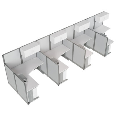 Poste de travail à panneau en forme de L pour 4 personnes 63H x 129W Regency, blanc pur