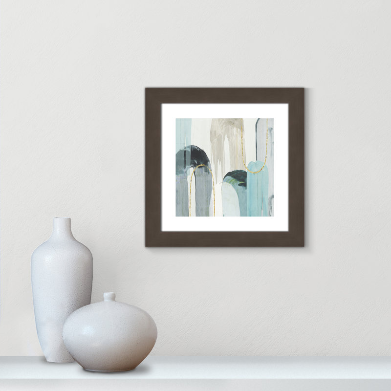 Blue Arches " Blue Arches I ", 18.5" H x 18.5" W x 1.25" D, Brushed Gunmetal Framed