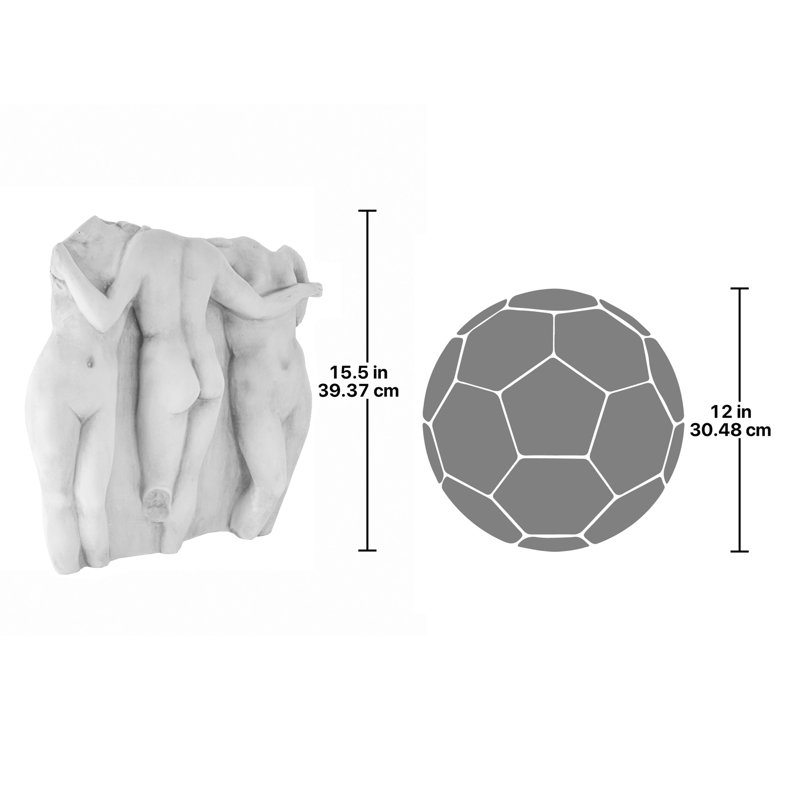 Sculpture murale trois grâces, H 15,5 po x l 15 po x P 3 po