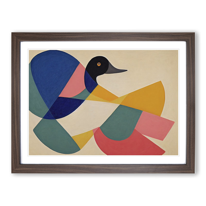 Inspirational Abstract Duck - Single Picture Frame Print, 46cm H x 64cm W x 2cm D, Walnut Framed