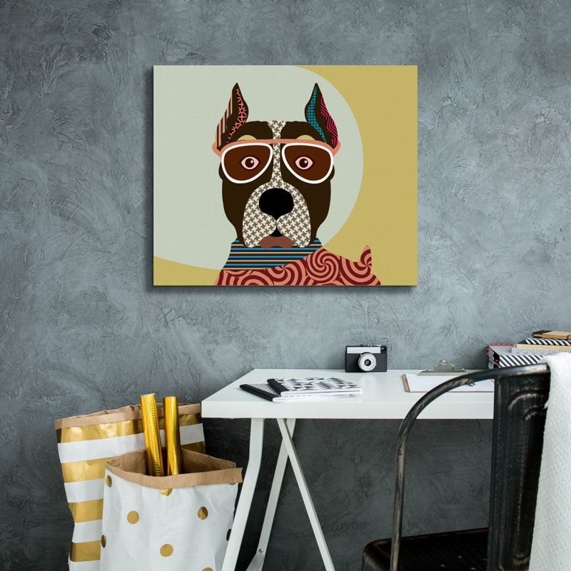 «American Staffordshire Terrier» par Lanre Adefioyue, H 20 po x l 24 po x P 0,75 po