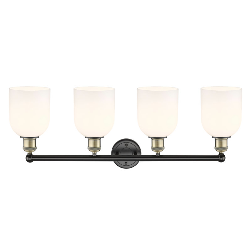 Odaniel 4 - Light Dimmable Vanity Light, Gloss White, Black Antique Brass
