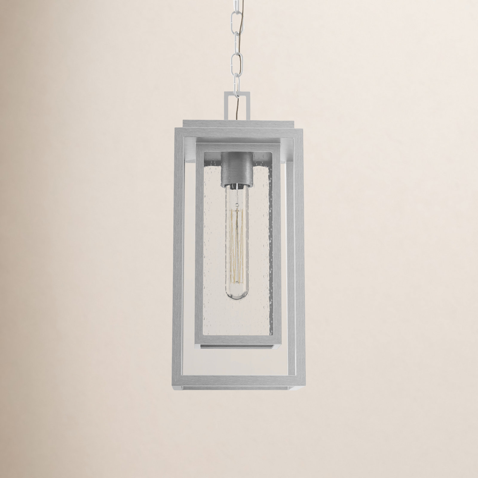 Natalina Outdoor Hanging Lantern, Satin Nickel