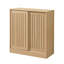 Armoire à chaussures Geno, 2 portes coulissantes à lattes, 4 tablettes, brun chêne, 34 pouces
