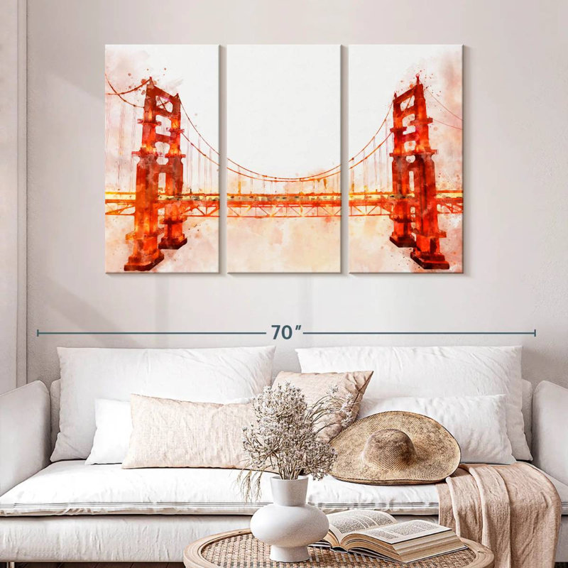 Golden Gate Bridge, aquarelle, H 32 po x l 50 po