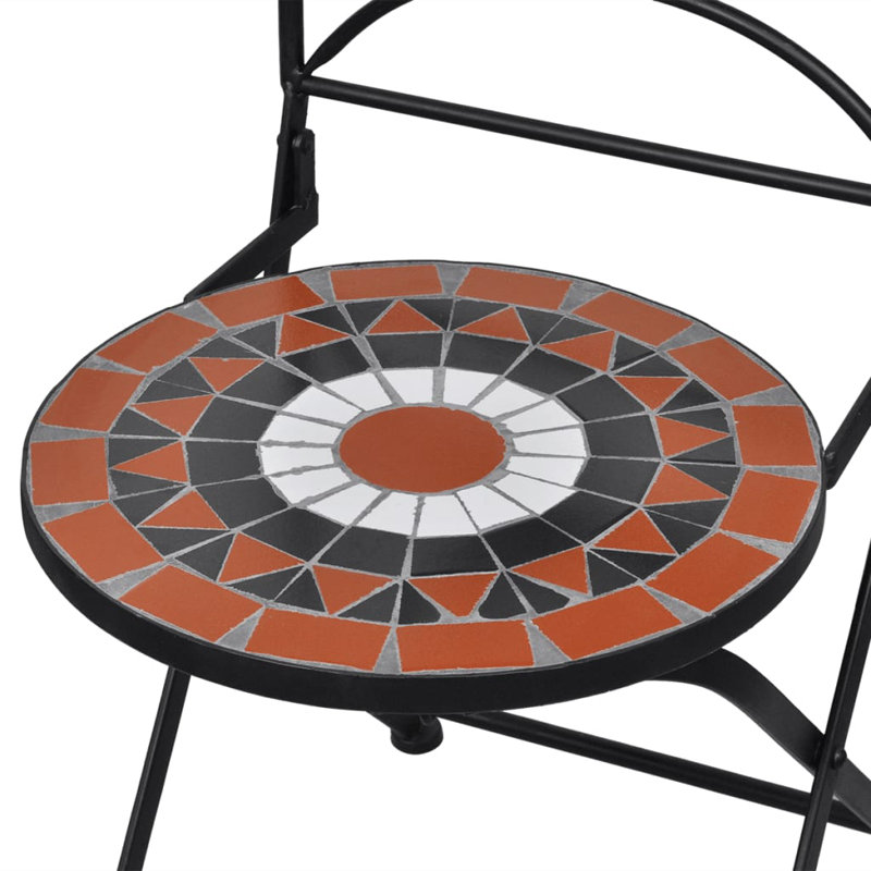 Ceramic Patio Folding Chair Folding Chair Set, Black/Brown/White