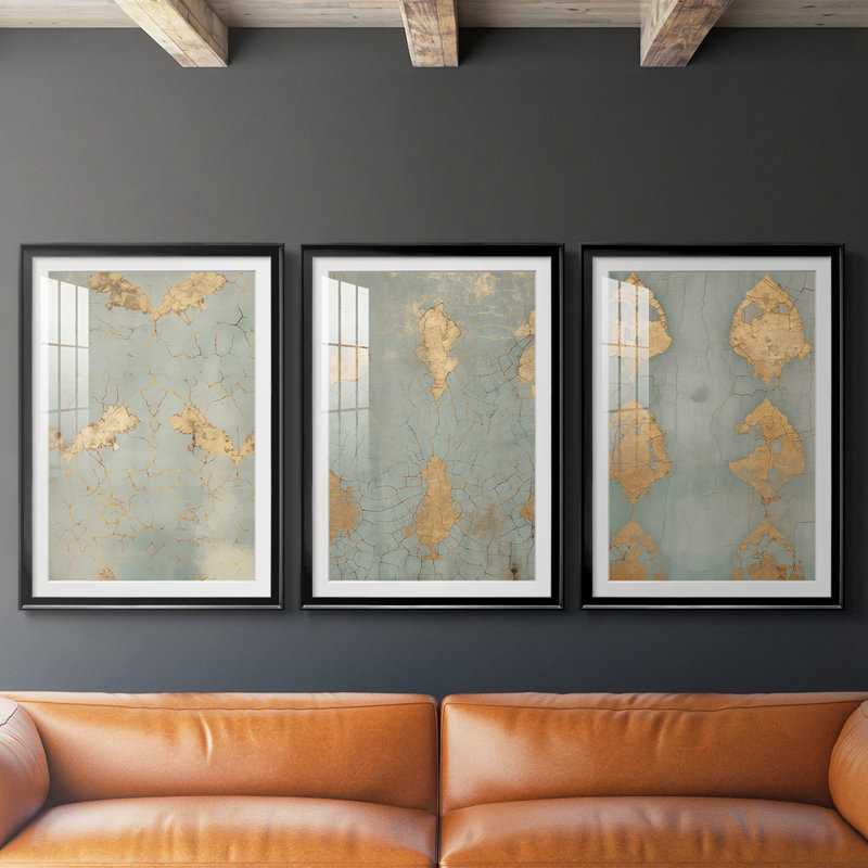 Reproduction abstraite d'époque rétro - impression encadrée sur mesure de qualité supérieure matte - 3 pièces, Noir