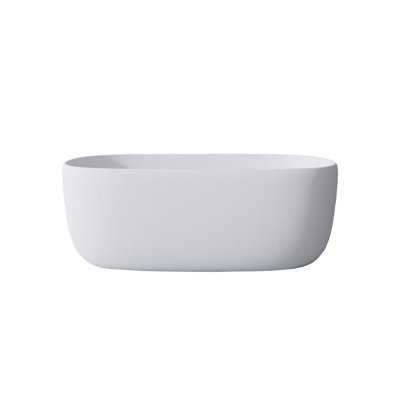 51'' Freestanding Bathtub Resin Stone Soaking Bathtub Solid Surface Modern Tubs With Overflow And Pop-Up Drain In