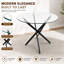 Table de salle à manger ronde moderne en verre trempé avec piètement en X en métal
