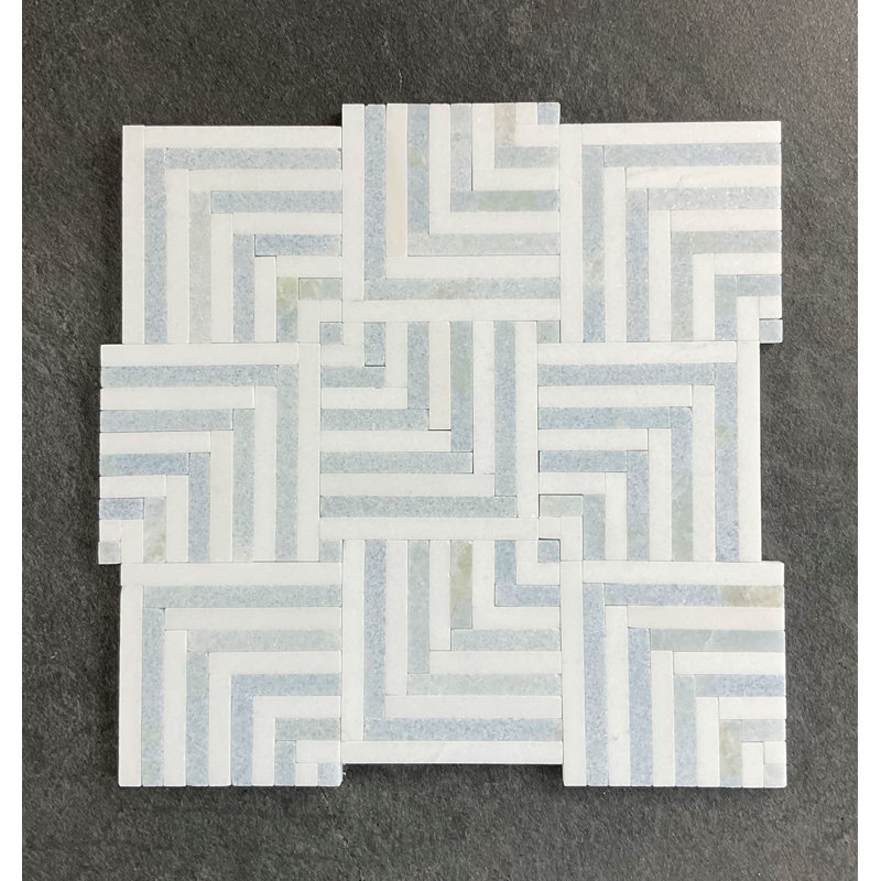 Celeste and Marble Mosaic Wall Tile
