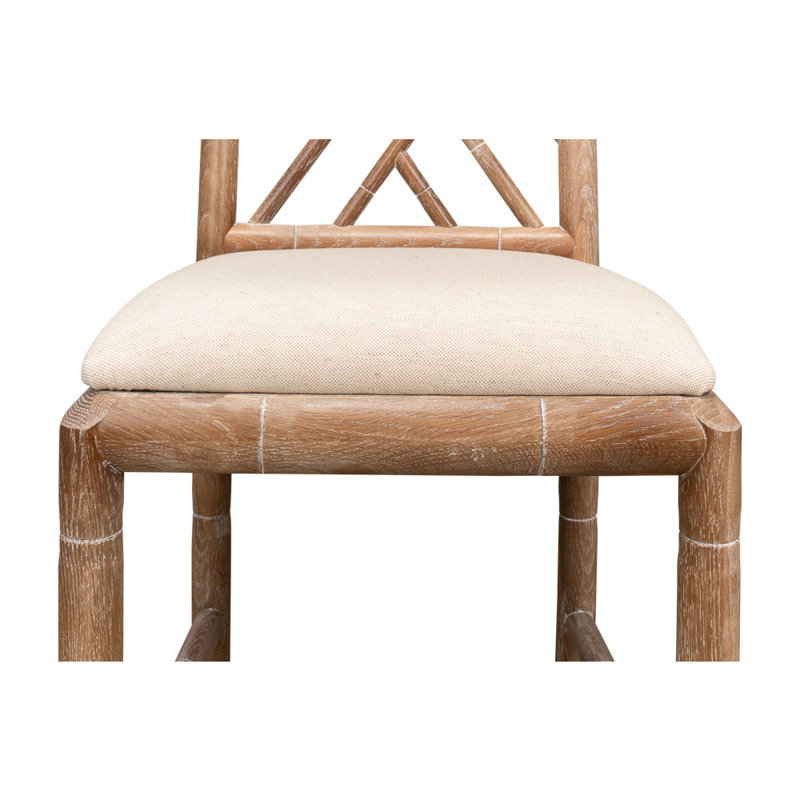 Brighton Fabric Cross Back Side Chair in Beige, Beige