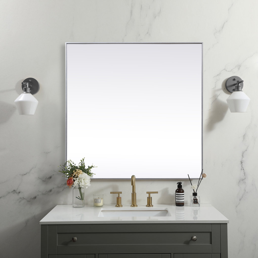 Valparaiso Metal Square Wall Mirror, 48"  x 48" , Silver