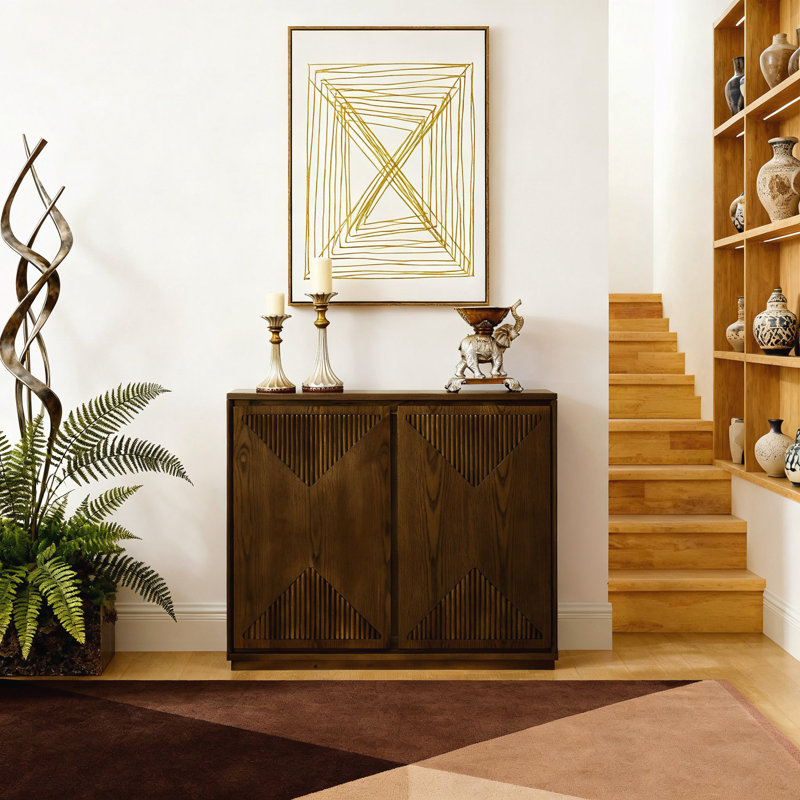 Mid Century Modern V-shape Storage Cabinet, Brown