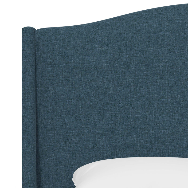 Claritha Upholstered Wingback Bed, Zuma Navy Textured Linen, King