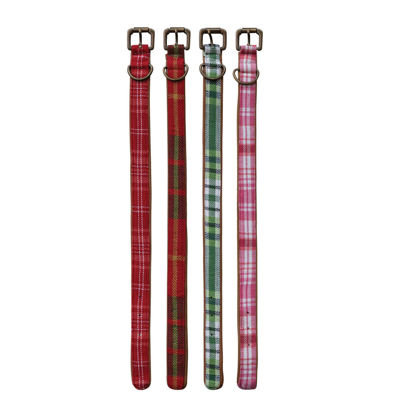 Artisan Woven Cotton & Leather Dog Collar Large