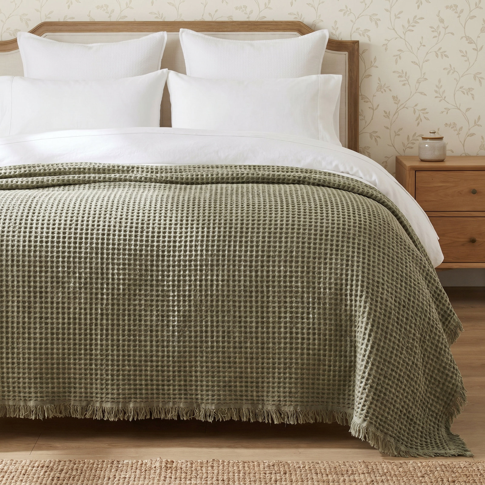 Dorothy Wool Throw Blanket, Full/Queen Blanket, Sage