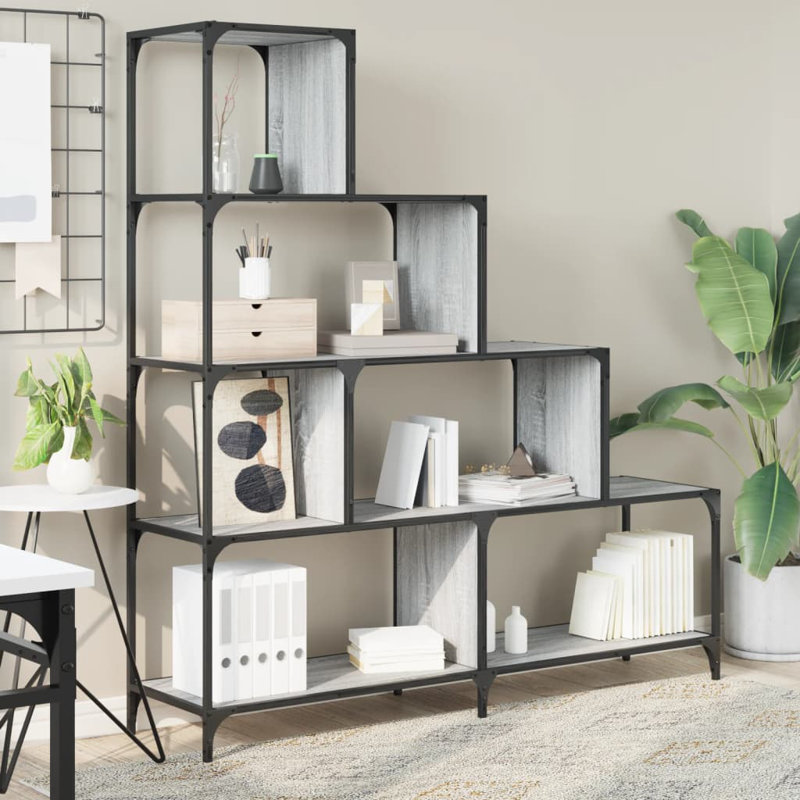 Cedartown 149cm H x 139cm W Metal Bookcase, Grey Sonoma