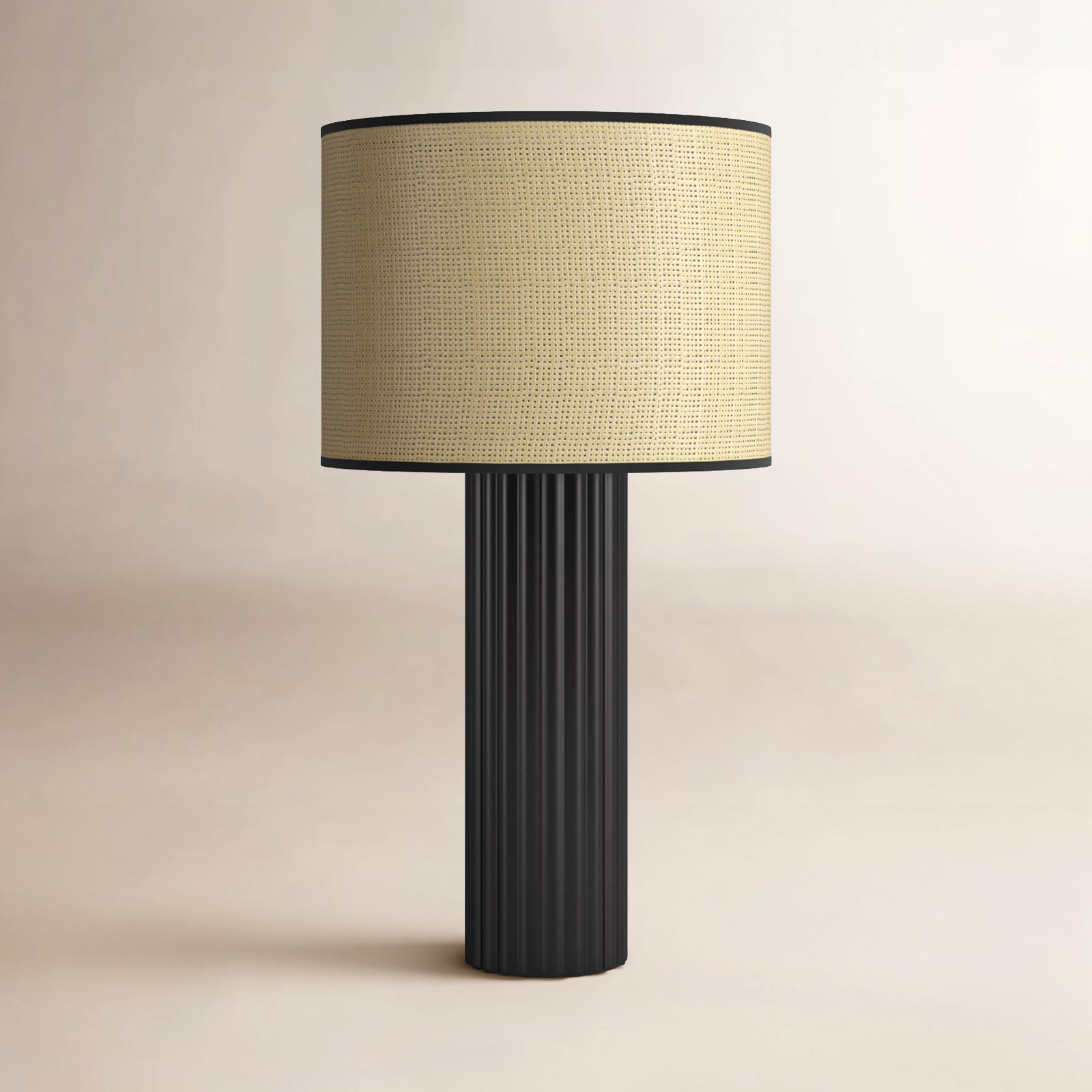 Aldreth Ceramic Table Lamp, Black Ribbed, 24.25" H x 13" W x 13" D