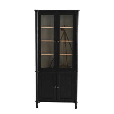 Vintage Display Cabinet with Glass Doors for Collectibles and Adjustable Shelves by Red Barrel Studio