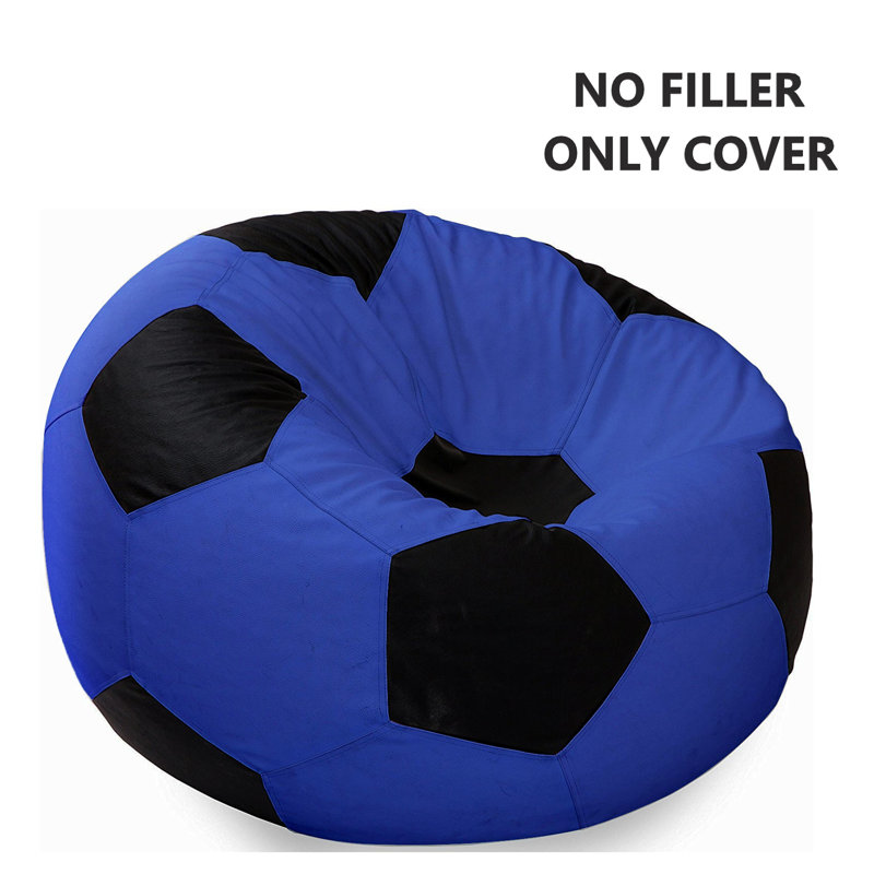 Housse pour fauteuil à billes en similicuir - rembourrage non inclus, Bleu / similicuir noir