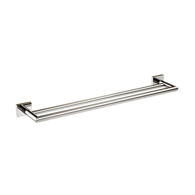 Crater Wall-Mounted 24" Double Towel Bar - Polished Nickel, Premium Brass Construction, Installation Hardware Included