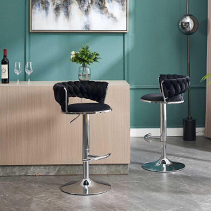 Upholstered Bar stools(Set of 2), Black