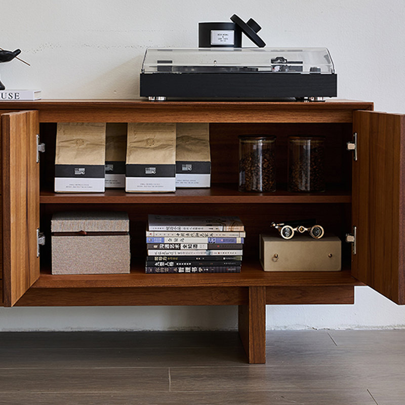 Meuble télé moderne avec armoires et tiroirs Modern, H 22,44 po x L 86,61 po x l 15,75 po, Marron clair