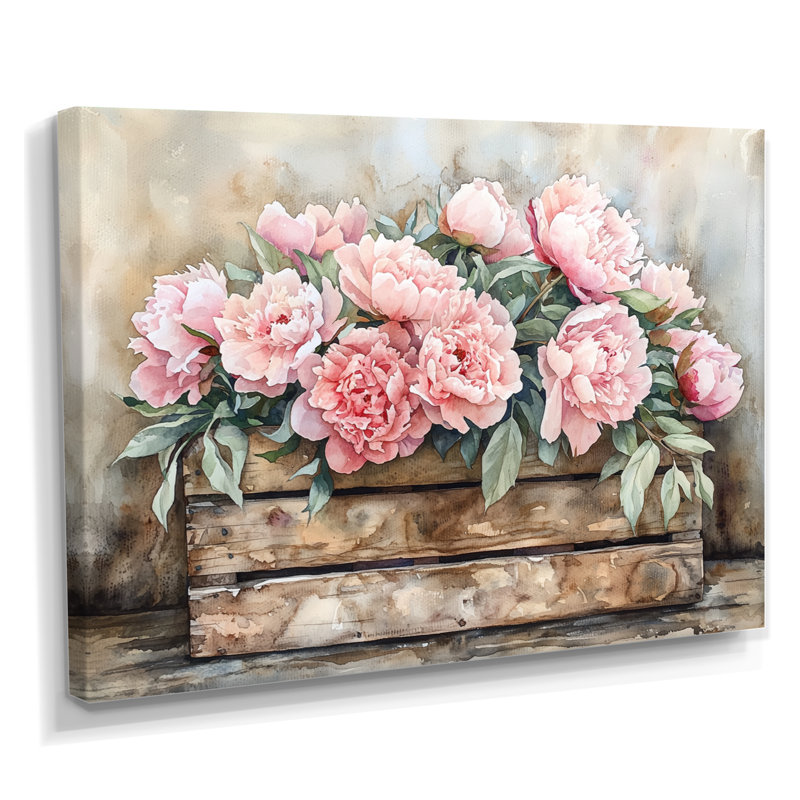 Jacarri Farmhouse Chic Bouquet I - pivoines, impressions sur toile, H 12 po x l 20 po, Toile tendue, Ne s’applique pas