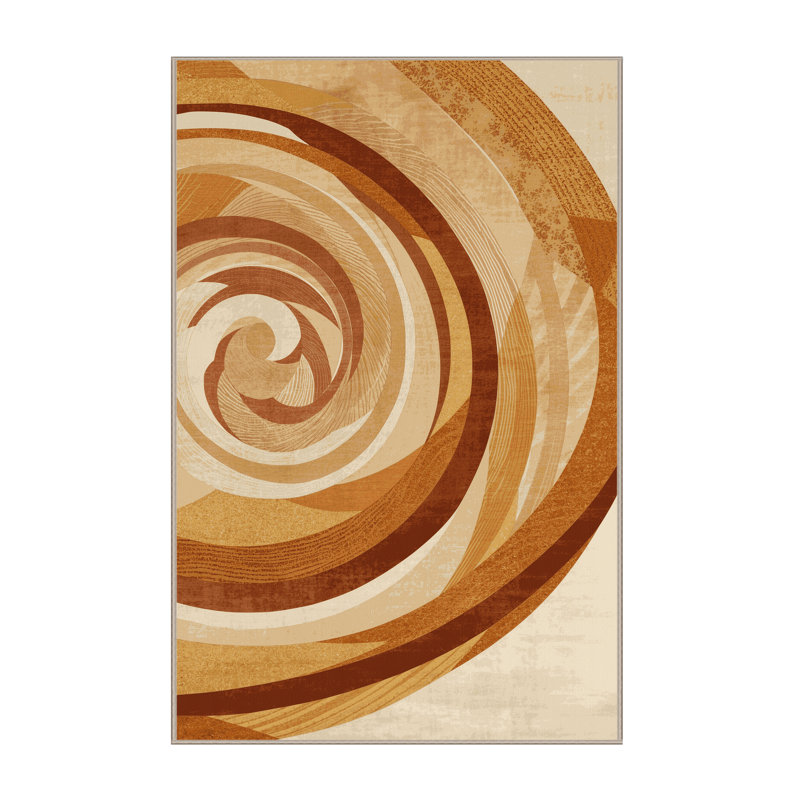 Machine Washable Aedan Pastry Danish Posh & Luxe Rug in Brown – Beige Binding, 8x10