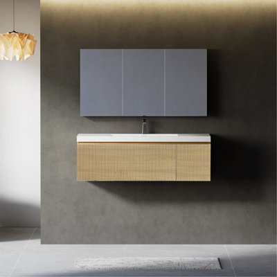 Ensemble de meuble-lavabo flottant 48 po avec lavabo et meuble-lavabo mural 48 po