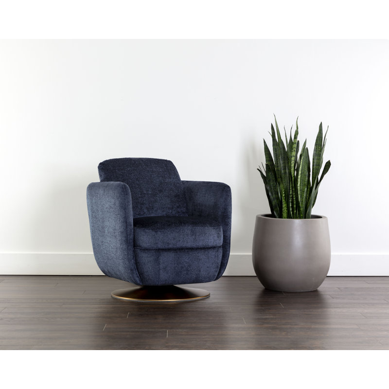 Swivel Chair, Blue Polyester