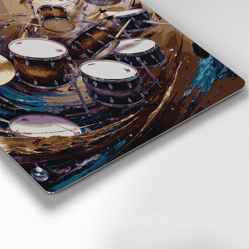 «Music Drums», art mural en métal noir, H 12 po x l 12 po