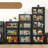 4 Layers 160Qt Stackable Storage Box With Wheels For Home Living Room Office Wardrobe Bathroom Kitchen Gray-2012986391