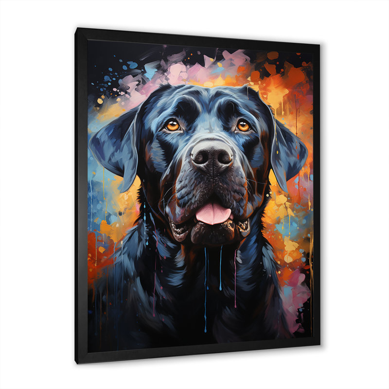 Popart Mastiff Majesty sur toile, H 40 po x l 30 po x P 1,5 po, Cadre simple noir