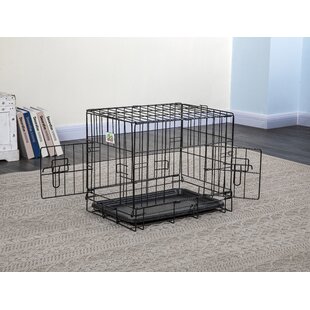 Veehoo Folding Soft Dog Crate, 3-Door, 5 x Heavy-Weight Mesh Screen, 600D Cationic Oxford Fabric Size: 16 H x 16 W x 24 D, Color: Black