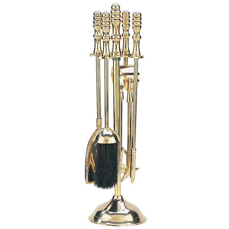 Steel Fireplace Tool Set, Brass