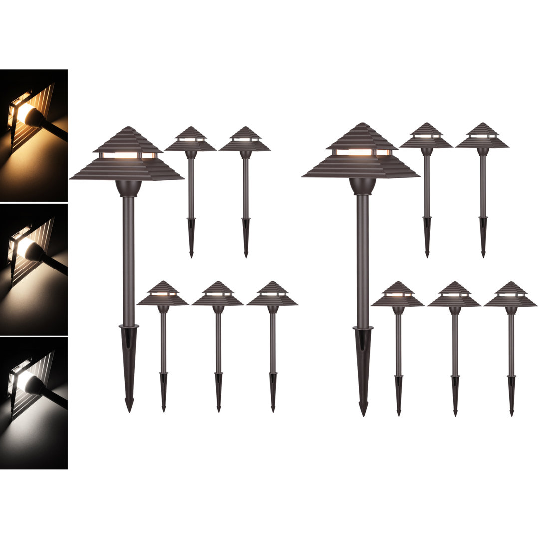 Smart LED Landscape Light, Dimmable Low Voltage Pathway Light, Waterproof, White & RGB (Set of 12) LEDVANS