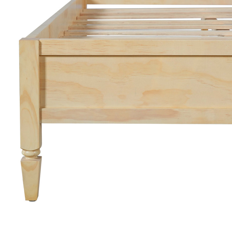 Structure de lit plateforme en bois avec tête de lit à panneau classique, support de lattes en bois, aucun sommier requis, assemblage facile