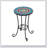 Patio Side Table with Shelf,Blue+Black
