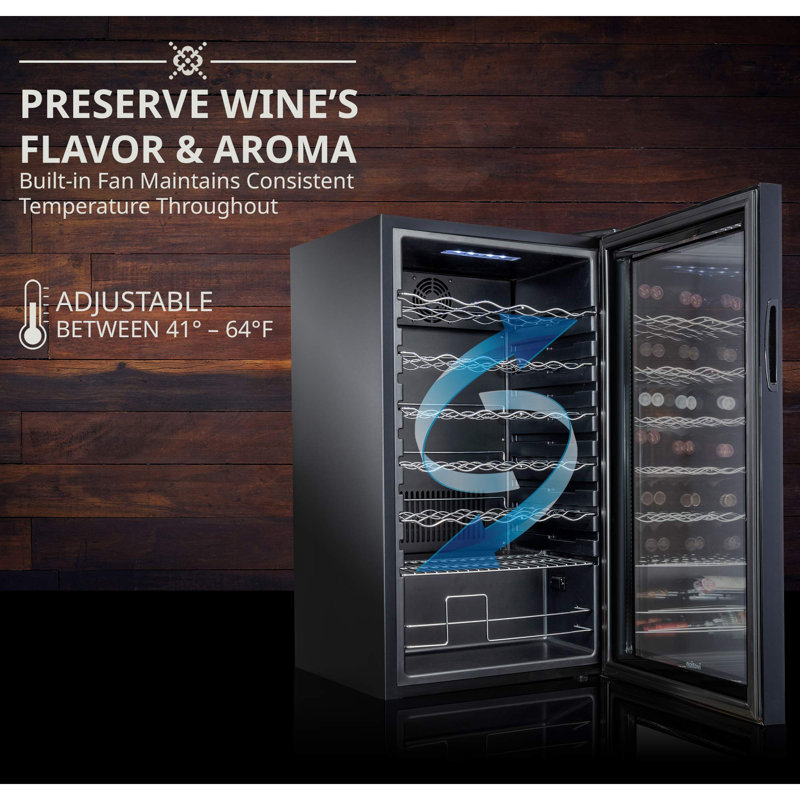 Ivation 34 Bottle Compressor Wine Refrigerator, Freestanding Wine Cooler with Lock, Black