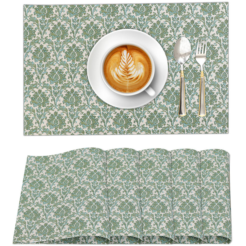 Off Toned Cotton Fall Pattern Dining Placemats Set of 6