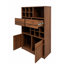 Armoire à vin moderne en noyer, buffet avec support à vin pour 12 bouteilles et 2 tiroirs, grande armoire à boissons avec rangement pour la salle à manger, la cuisine et le salon