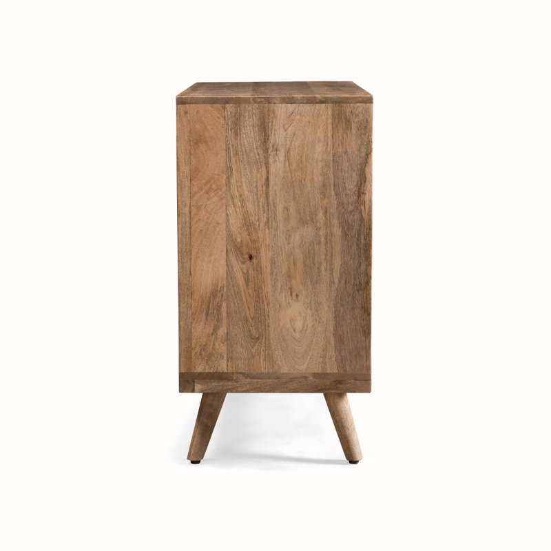 Poppy Mid-Century Mango Wood 3-Drawer Chest with 3D Weave