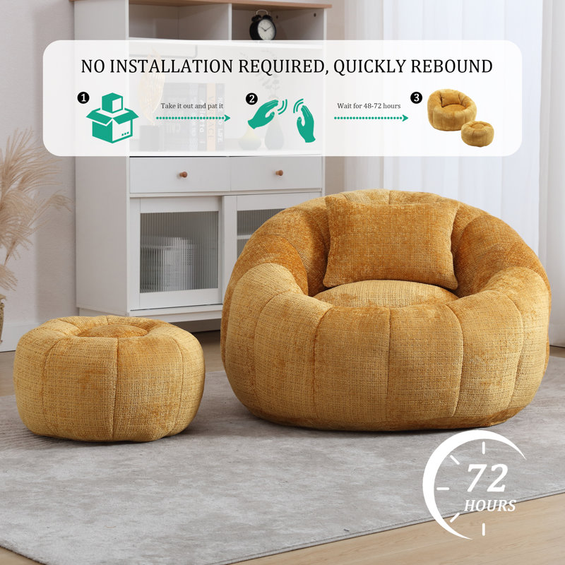 Fauteuil à billes avec repose-pieds 41,34 po, Jaune