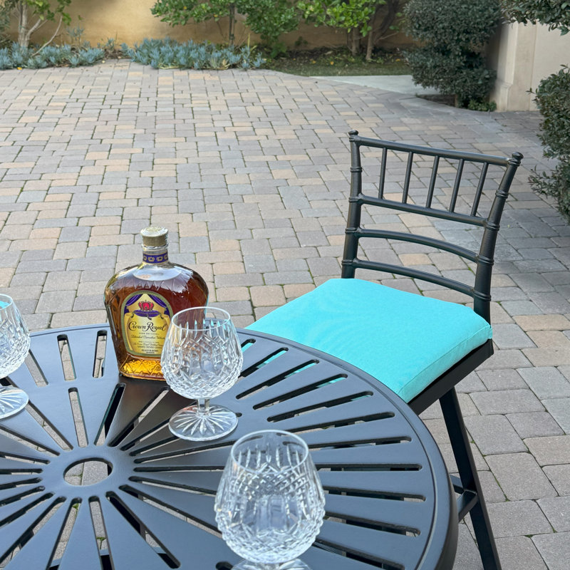Aluminum 5-Piece Patio Bar Set with Cushion, Blue