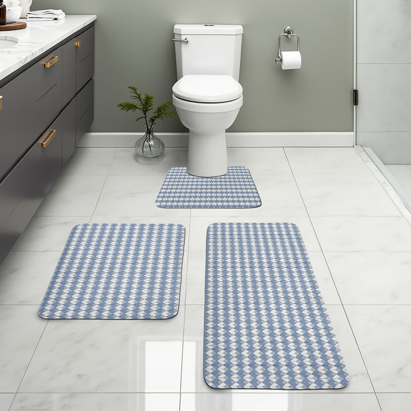  Tapis géométrique pour salle de bain 3 pièces